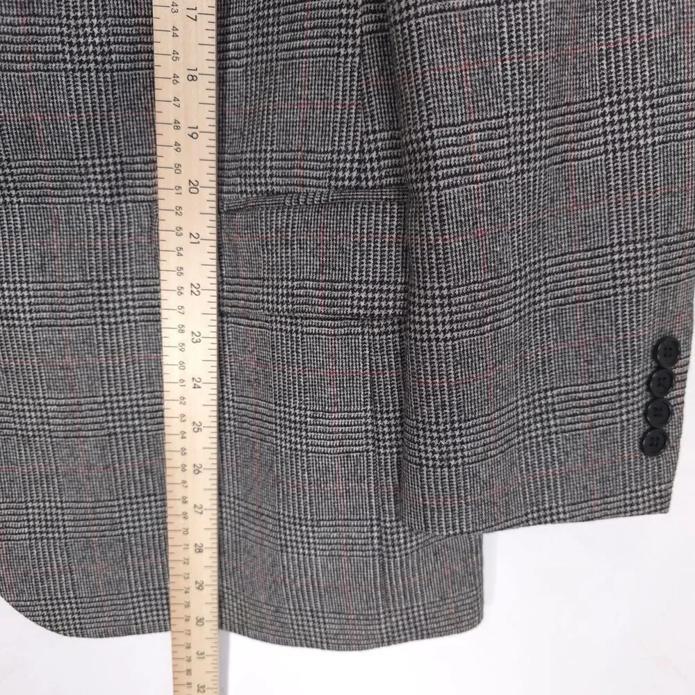 BROOKS BROTHERS Loro Piana WOOL Blazer Sport Coat Size 42 Gray Plaid ITALY 120’s
